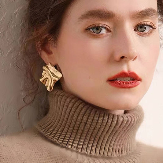 Willow Stud Earrings, 18K Gold Studs, Stainless Steel Earrings, Molten Stud Earrings, Sculptural Gold Studs, Gold Plated Jewellery, Statement Stud Earrings, Everyday Luxury Earrings