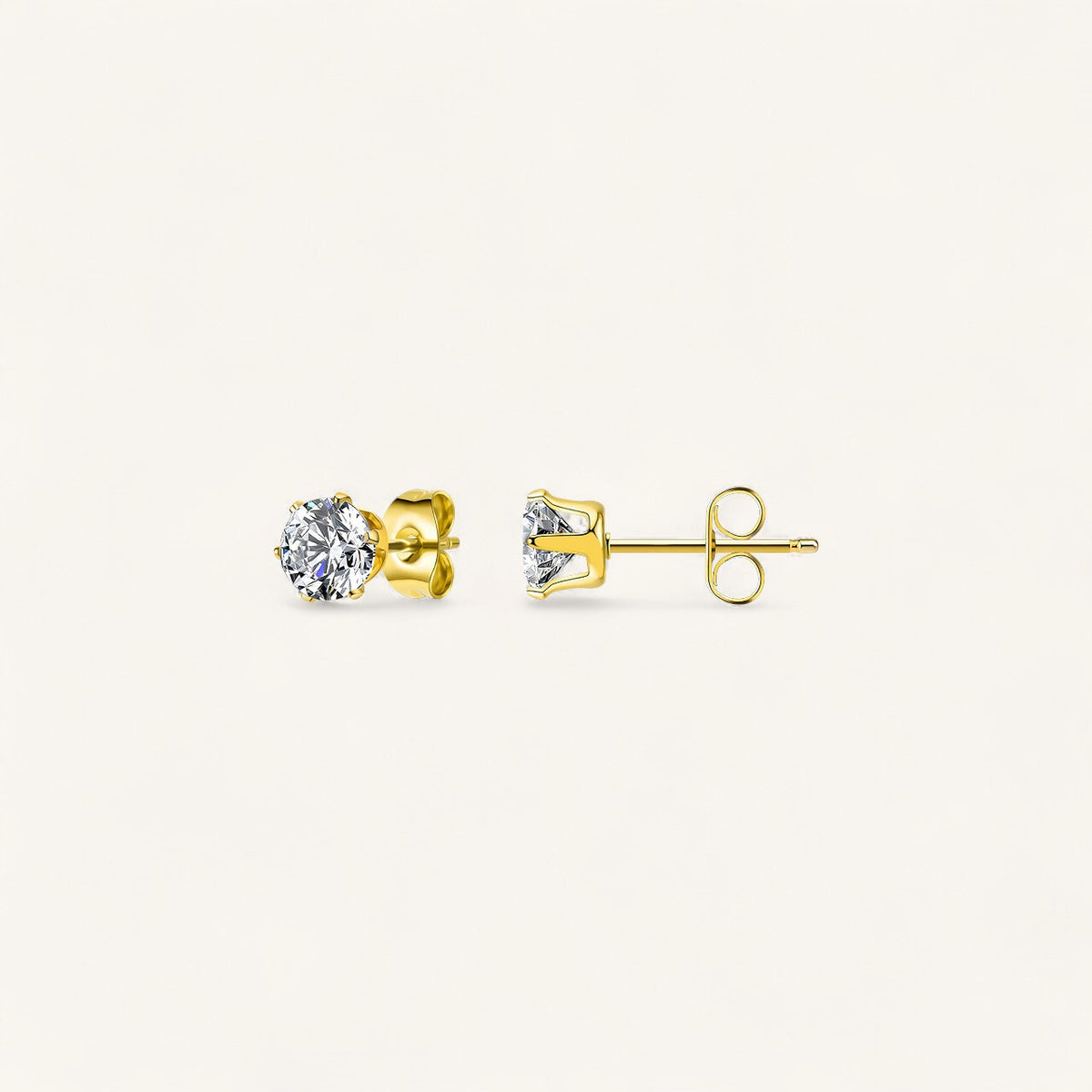 Evie Stud Earrings, 18K Gold Studs, Stainless Steel Earrings, Solitaire Stud Earrings, CZ Stud Earrings, Gold Plated Jewellery, Classic Studs, Everyday Earrings, Elevate your style with the 'AVA' Stud Earrings by Black Leopard Jewellery — timeless elegance and subtle luxury for every occasion.