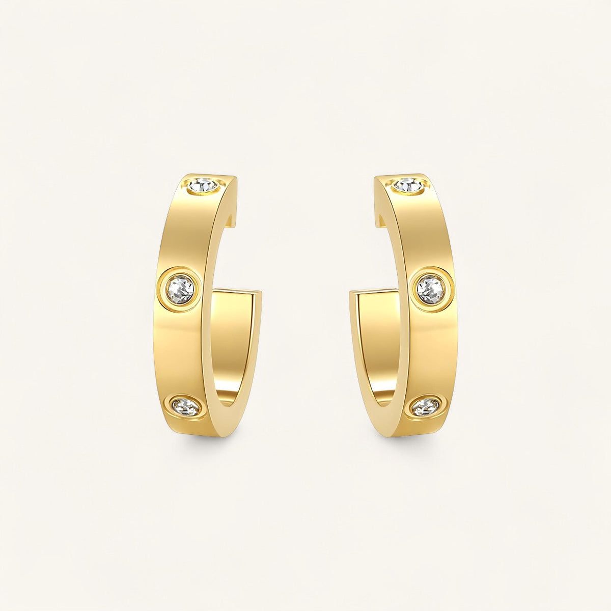 Mia Hoop Earrings, 18K Gold Hoops, Stainless Steel Earrings, CZ Hoop Earrings, Mini Hoops, Gold Plated Hoops, Everyday Earrings, Durable Stainless Steel Jewellery