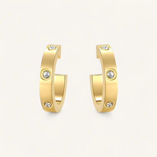 Mia Hoop Earrings, 18K Gold Hoops, Stainless Steel Earrings, CZ Hoop Earrings, Mini Hoops, Gold Plated Hoops, Everyday Earrings, Durable Stainless Steel Jewellery