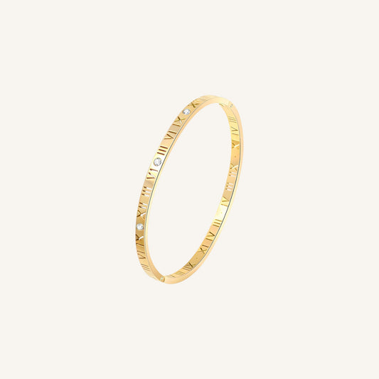 Roman bangle, 18K gold plated bangle, gold plated jewelry, stainless steel bangle, elegant bangle, Black Leopard Jewellery, Black Leopard Jewellery ROMAN Bangle | ROMAN Gold Bangle | Minimalist ROMAN Jewellery | Elegant ROMAN Bracelet | Black Leopard ROMAN Bangle