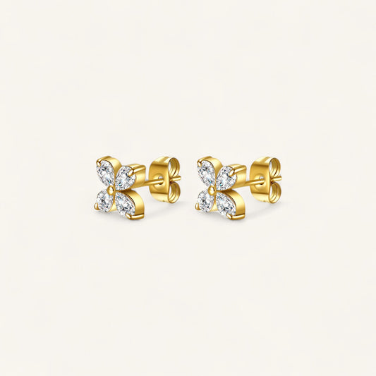 Rose Stud Earrings, 18K Gold Studs, Stainless Steel Earrings, CZ Flower Studs, Women’s Stud Earrings, Gold Plated Jewellery, Everyday Earrings, Sparkling Flower Studs, Black Leopard Jewellery ROSE Stud Earrings | ROSE Gold Studs | Minimalist ROSE Earrings | Elegant ROSE Jewellery | Black Leopard ROSE Earrings