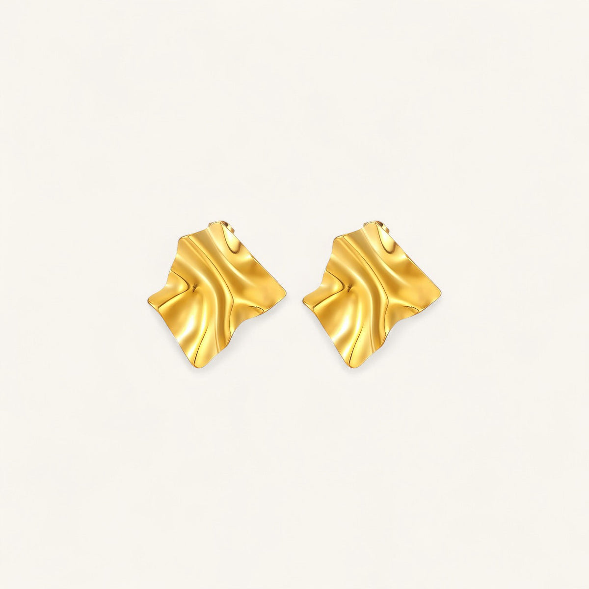 willow stud earrings, 18k gold studs, stainless steel earrings, molten stud earrings, sculptural gold studs, gold plated jewellery, statement stud earrings, everyday luxury earrings