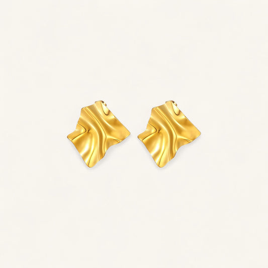 Willow Stud Earrings, 18K Gold Studs, Stainless Steel Earrings, Molten Stud Earrings, Sculptural Gold Studs, Gold Plated Jewellery, Statement Stud Earrings, Everyday Luxury Earrings