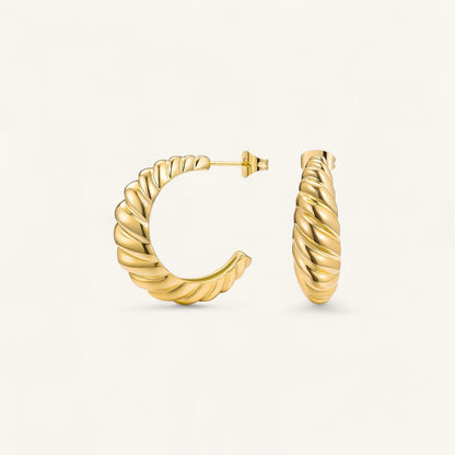Zara Hoops, 18K Gold Hoop Earrings, Stainless Steel Earrings, Gold Plated Hoops, Twisted Rope Hoops, Women’s Hoop Earrings, Water Resistant Earrings, Everyday Gold Earrings, 
Black Leopard Jewellery ZARA Hoop Earrings | ZARA Gold Hoops | Minimalist ZARA Earrings | Elegant ZARA Jewellery | Black Leopard ZARA Earrings