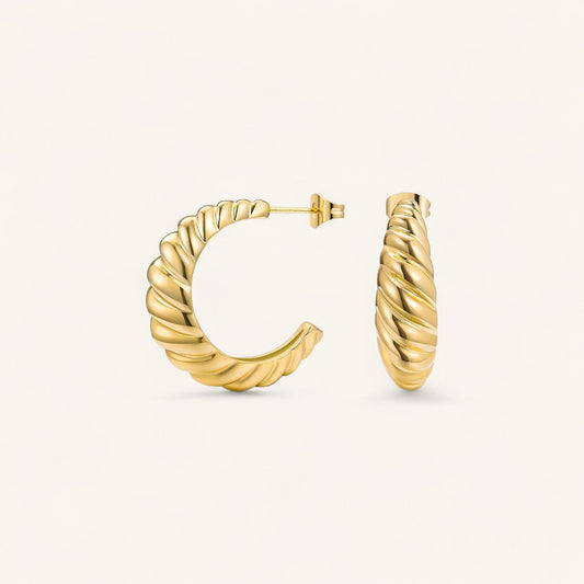 Zara Hoops, 18K Gold Hoop Earrings, Stainless Steel Earrings, Gold Plated Hoops, Twisted Rope Hoops, Women’s Hoop Earrings, Water Resistant Earrings, Everyday Gold Earrings, 
Black Leopard Jewellery ZARA Hoop Earrings | ZARA Gold Hoops | Minimalist ZARA Earrings | Elegant ZARA Jewellery | Black Leopard ZARA Earrings
