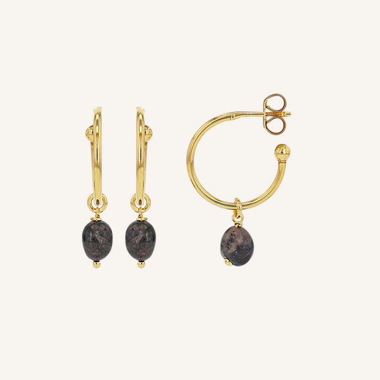 18k gold plated hoop earrings, sterling silver hoops, onyx hoop earrings, gold plated sterling silver earrings, natural onyx earrings, gemstone hoop earrings, minimalist gold hoops, black onyx gold earrings